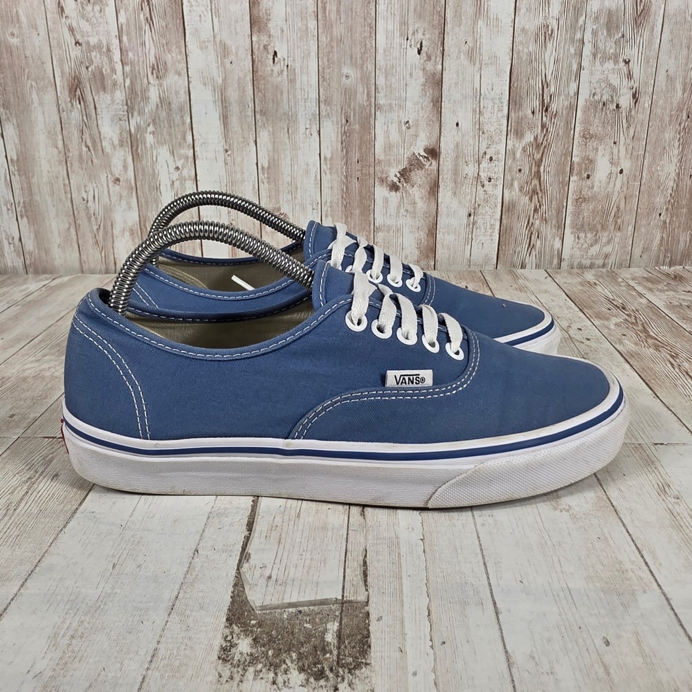Vans Authentic Blue Canvas Low Top Sneakers Womens 9.5 Mens 8 Skate Shoes
